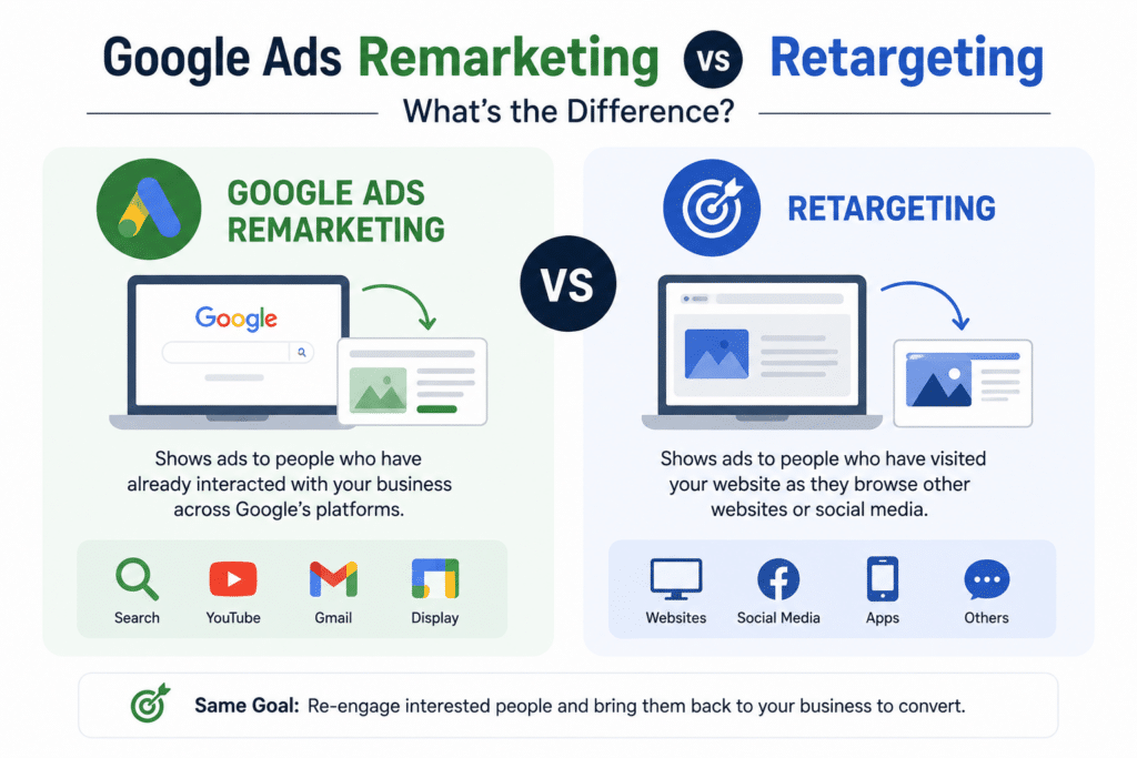 Google Ads Remarketing vs Retargeting: What's the Difference?